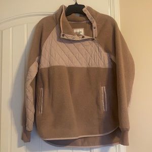 EUC ABERCROMBIE AND FITCH ASYMMETRIC SNAP FLEECE SIXS SMALL BLUSH